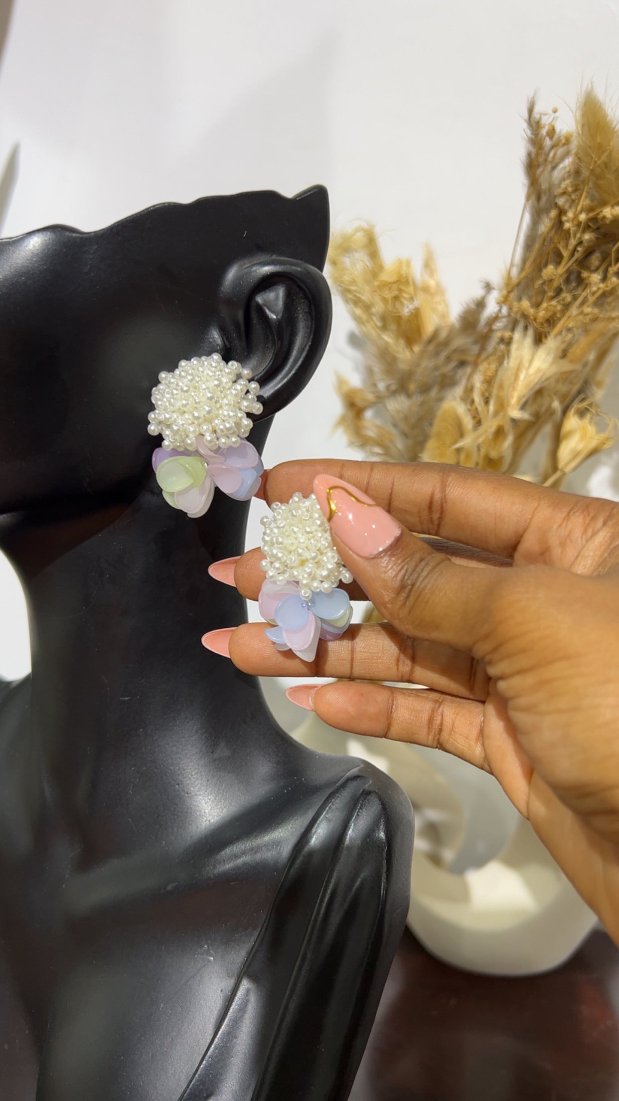 Pearl Bloom Statement Earrings (Rbs548)